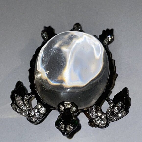 Crown Trifari Alfred Philippe Sterling Silver Jelly Belly Turtle Brooch Pin Read - Picture 3 of 16